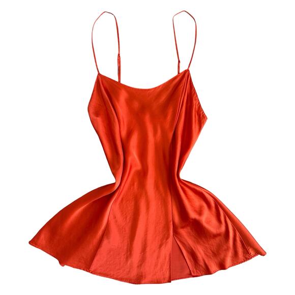 00's vintage orange 100% silk y2k slip dress MEDIUM victoria's secret - Picture 6 of 7